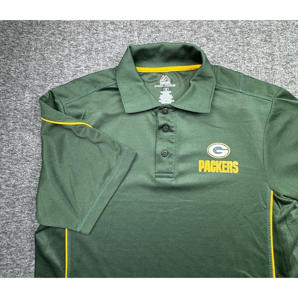 Green Bay Packers Cool Base‎ Polo Shirt Mens Size Medium Majestic
